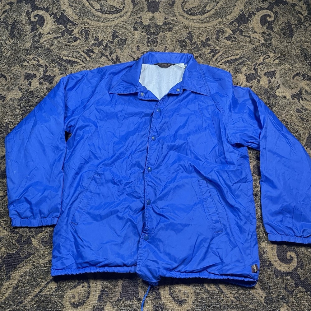Vtg 70s Wrangler Jacket Windbreaker Snap Button Blue Jacket Mens Size XL